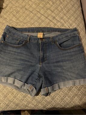 Women's Light Blue Denim Rolled Hem Shorts